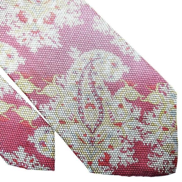 Oscar De La Renta Red‎ Silk Tie Paisley Geometric S - Picture 1 of 6